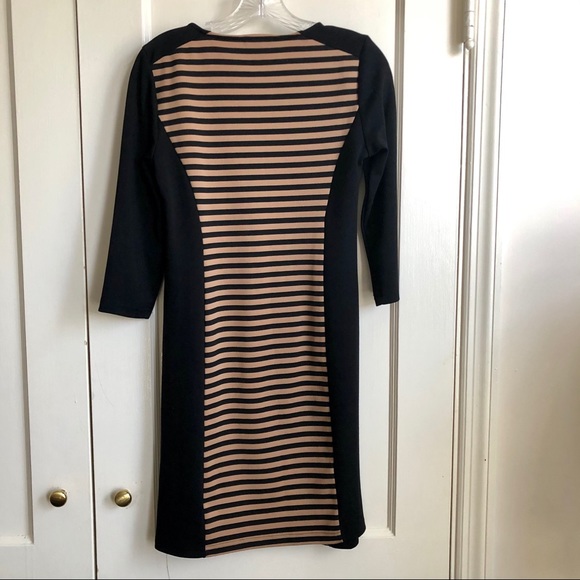 Spense Tan/Black Panel Stripe Long Sleeve Dress - Picture 4 of 8